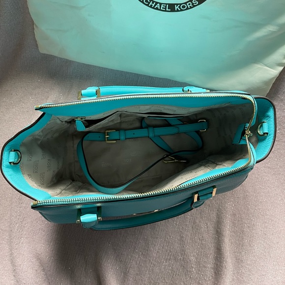 Michael Kors Hudson Aqua Marine Satchel Bag - Picture 8 of 9